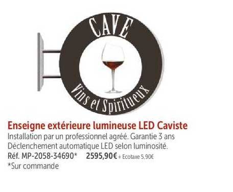 enseigne extérieure lumineuse led caviste