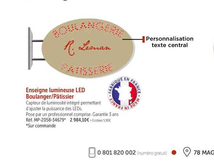 enseigne lumineuse led boulanger pâtissier