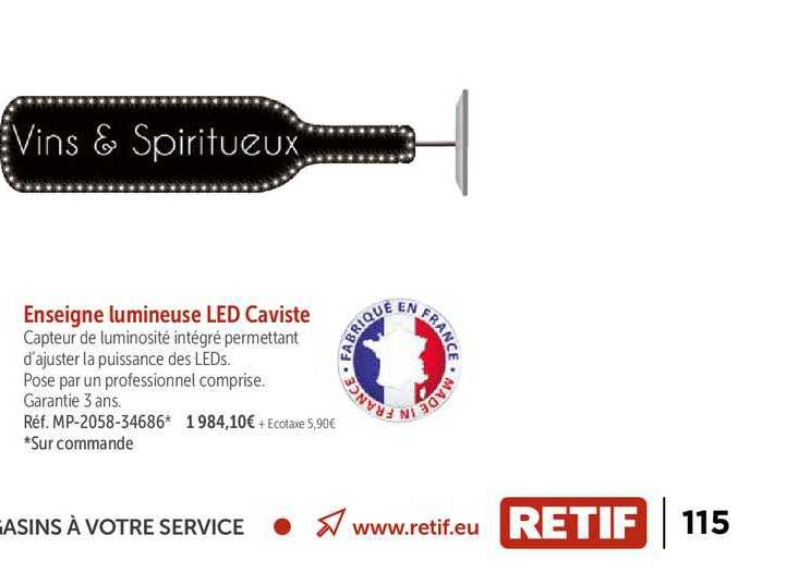 enseigne lumineuse led caviste
