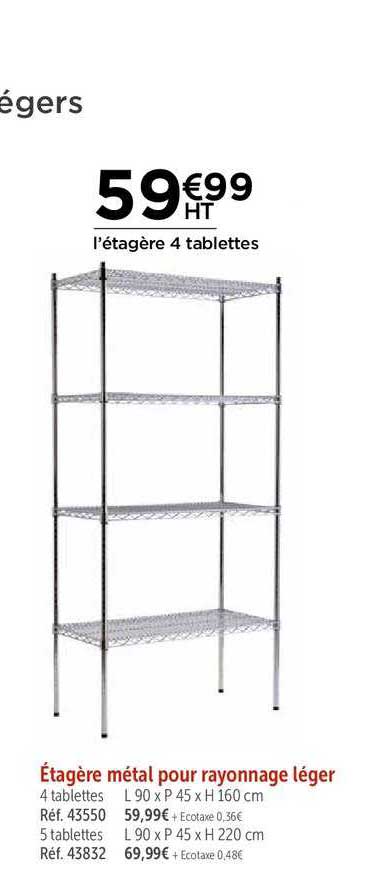 étagère métal pour rayonnage léger