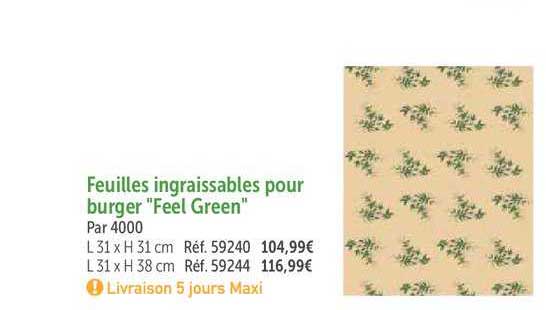 feuilles ingraissables pour burger "feel green"