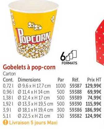 Gobelets à Pop Corn