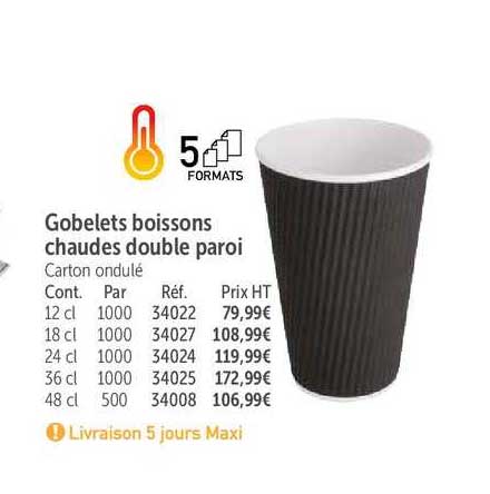 gobelets boisson chaudes double paroi