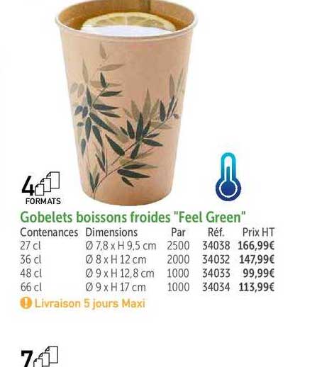 gobelets boissons froides "feel green"