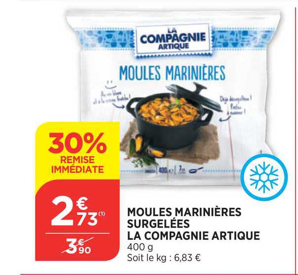 moules marinières surgelées la compagnie artique 30% de remise immédiate