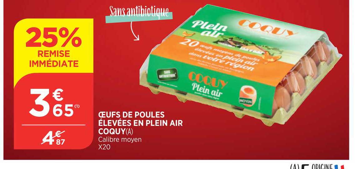 œufs de poules élevées en plein air coquy 25% de remise immédiate