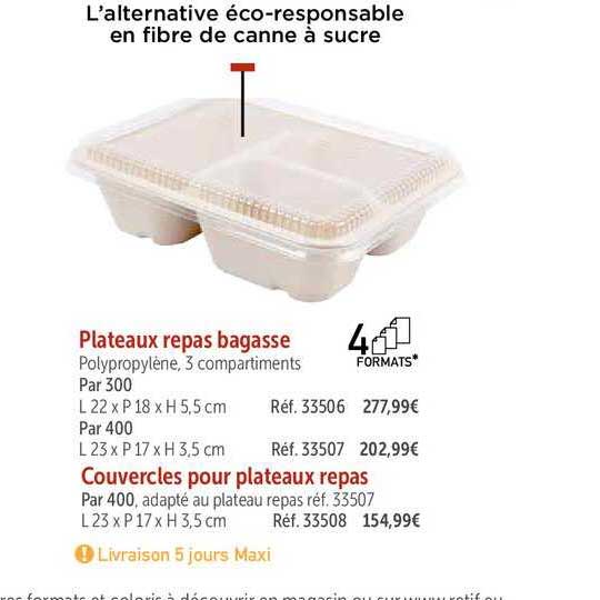 Plateaux Repas Bagasse Couvercles Pour Plateaux Repas