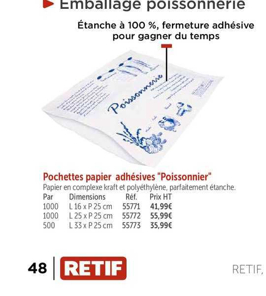 pochettes papier adhésives "poissonnier"