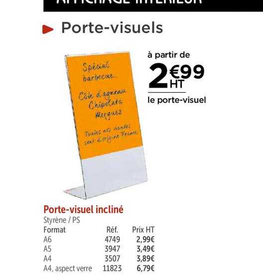 porte visuel incliné