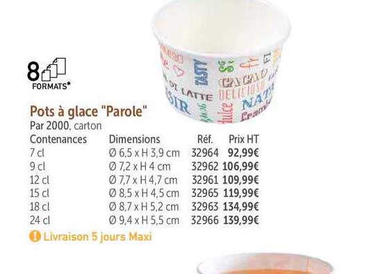 pots à glace "parole"