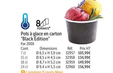pots à glace en carton black édition