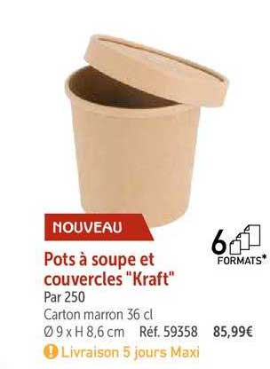 pots à soupe et couvercles "kraft"