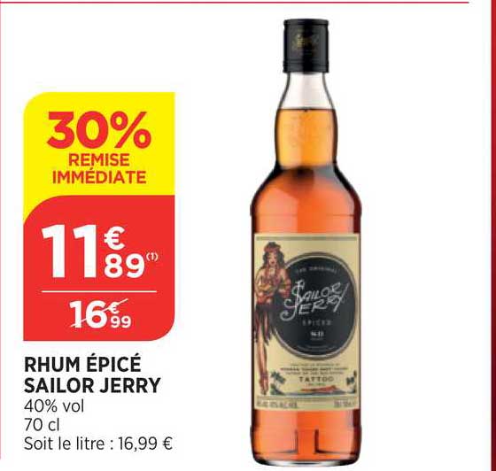 rhum épic sailor jerry 30% remise immédiate