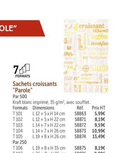 sachets croissants "parole"