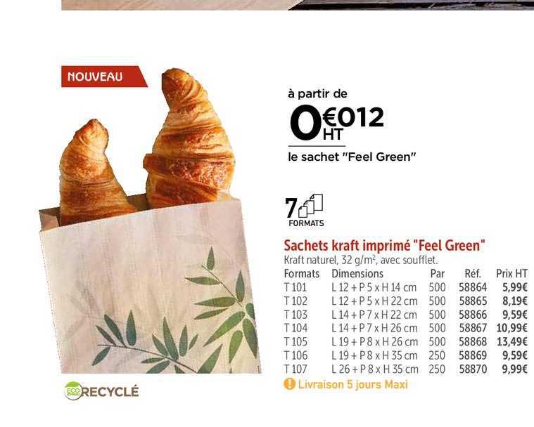 sachets kraft imprimé "feel green"