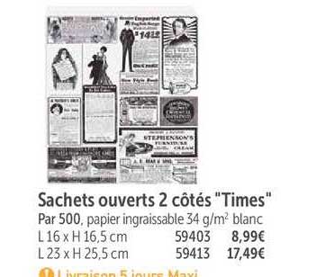 sachets ouverts 2 côtés times