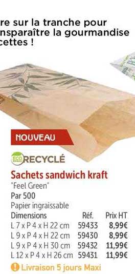 Sachets Sandwich Kraft Eco Recyclé