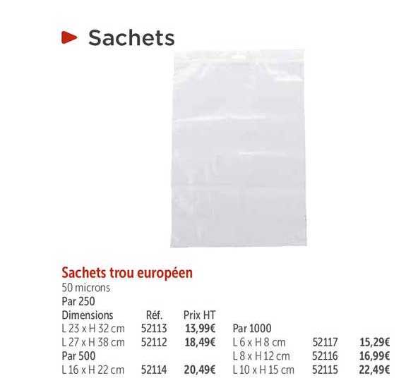 sachets trou européen