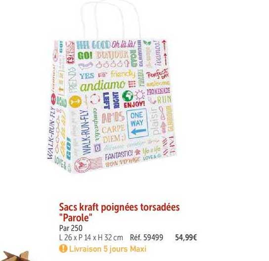 sacs kraft poignées torsadées "parole"