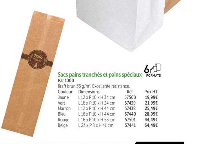 sacs pain tranchés et pains spéciaux