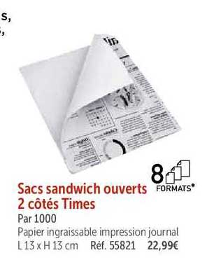 sacs sandwich ouverts 2 côtés times