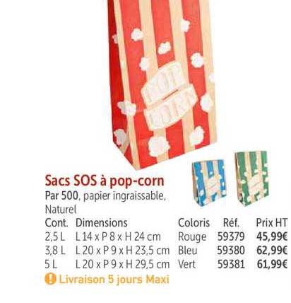 sacs sos à pop corn
