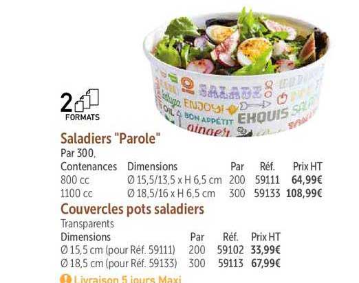 saladiers "parole" couvercles pots saladiers