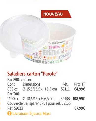 Saladiers Carton "parole"