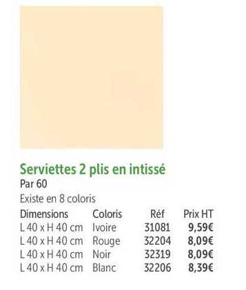 serviettes 2 plis en intissé