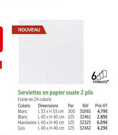 serviettes en papier ouate 2 plis