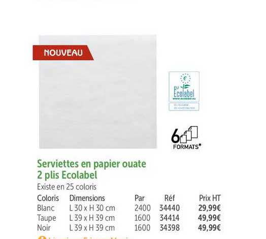 serviettes en papier ouate 2 plis ecolabel