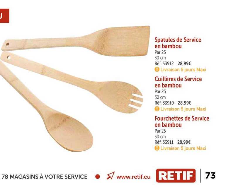 Spatules De Service En Bambou Cuillères De Service En Bambou Fourchettes De Service En Bambou
