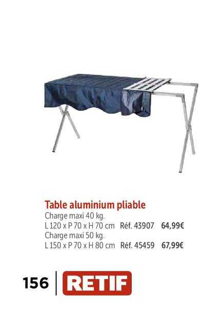 Table Aluminium Pliable