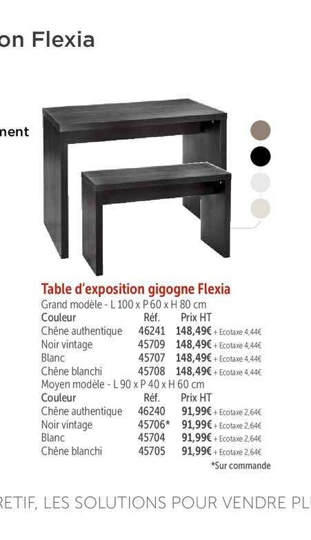 table d'exposition gigogne flexia