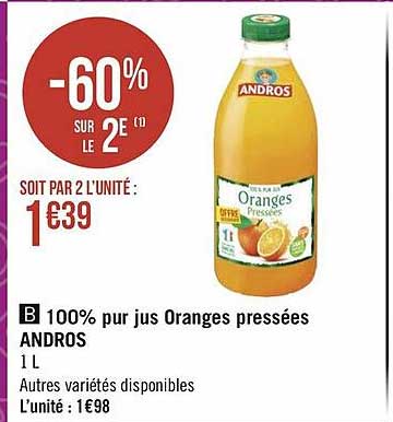 100% Pur Jus Oranges Pressées Andros