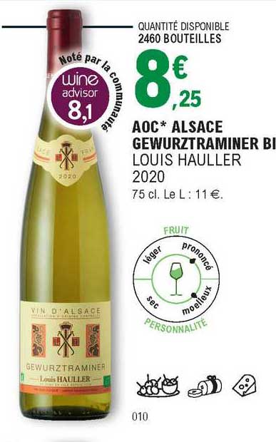 aoc alsace gewurztraminer bi louis hauller 2020