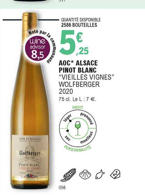 aoc alsace pinot blanc "vieilles vignes" wolfberger 2020