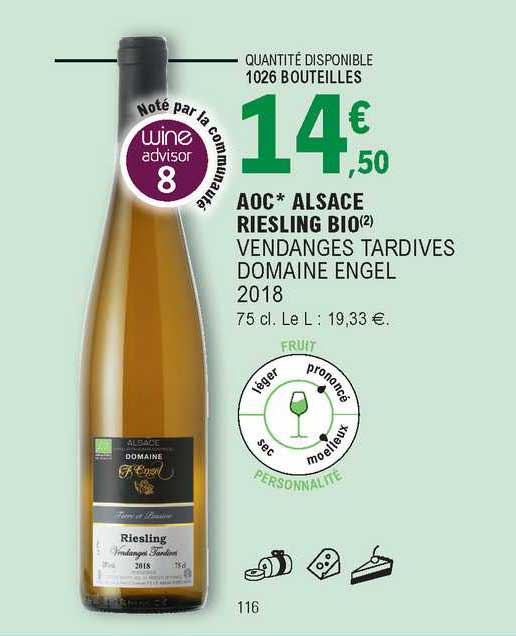 aoc alsace riesling bio vendanges tardives domaine engel 2018
