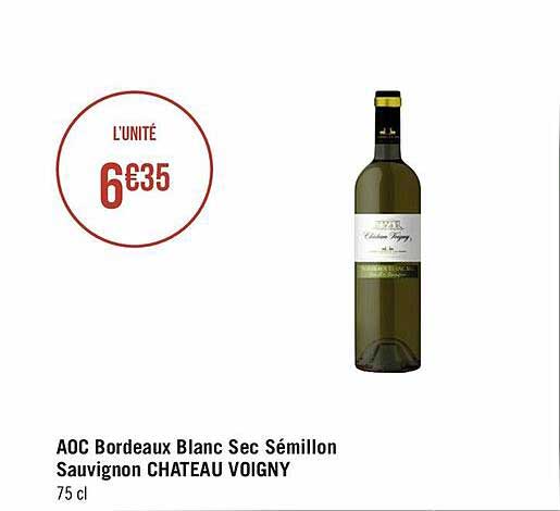 aoc bordeaux blanc sec sémillon sauvignon château voigny
