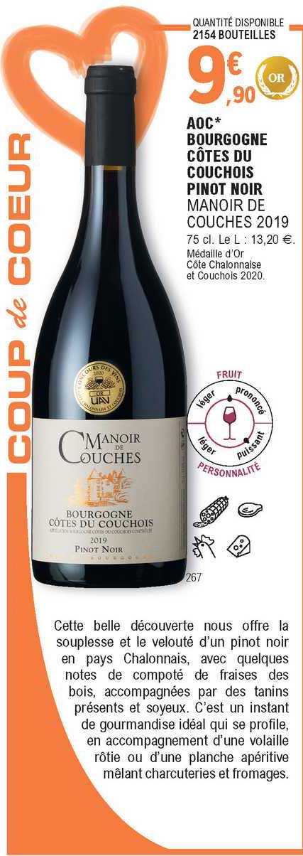 aoc bourgogne côtes du couchois pinot noir manoir de couches 2019