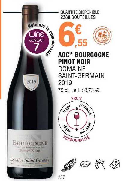 aoc bourgogne pinot noir domaine saint-germain 2019