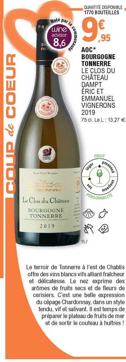 aoc bourgogne tonnerre le clos du château dampt éric et emmanuel vignerons 2019