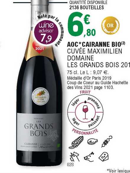 aoc cairanne bio cuvée maximilien domaine les grand bois 2021