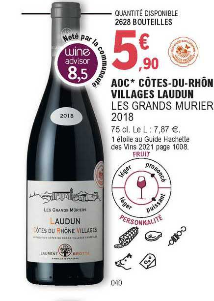 aoc côtes-du-rhône villages laudun les grands murier 2018