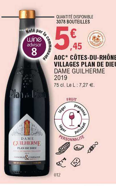 aoc côtes-du-rhône villages plan de dieu dame guilherme 2019