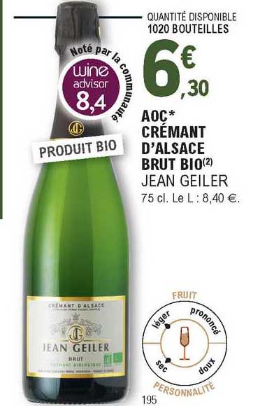 Aoc Crémant D'alsace Brut Bio