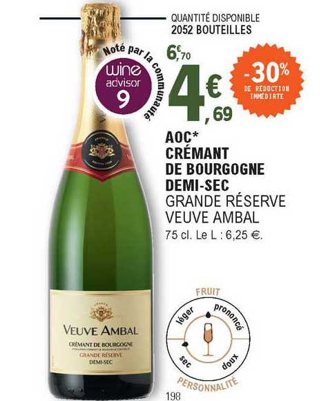 aoc crémant de bourgogne demi-sec grande réserve veuve ambal