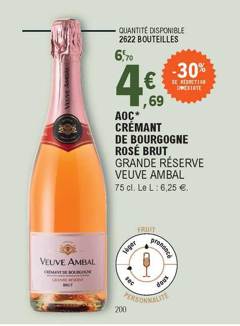 aoc crémant de bourgogne rosé brut grande réserve veuve ambal