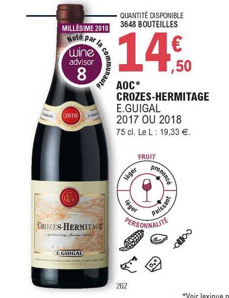 aoc crozes-hermitage e.guigal 2017 ou 2018