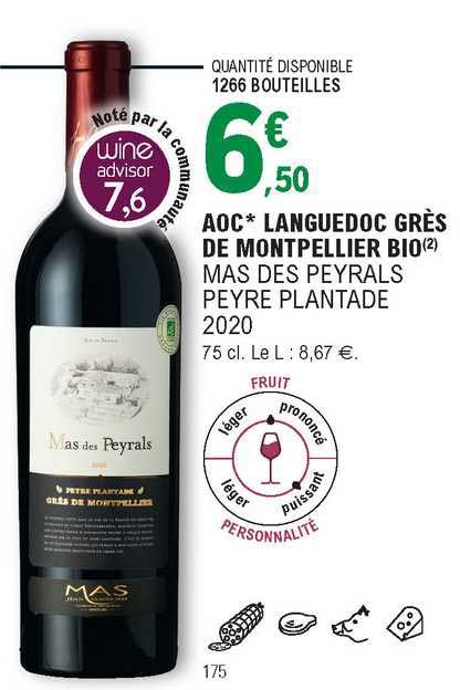 aoc languedoc grès de montpellier bio mas des peyrals peyre plantade 2020